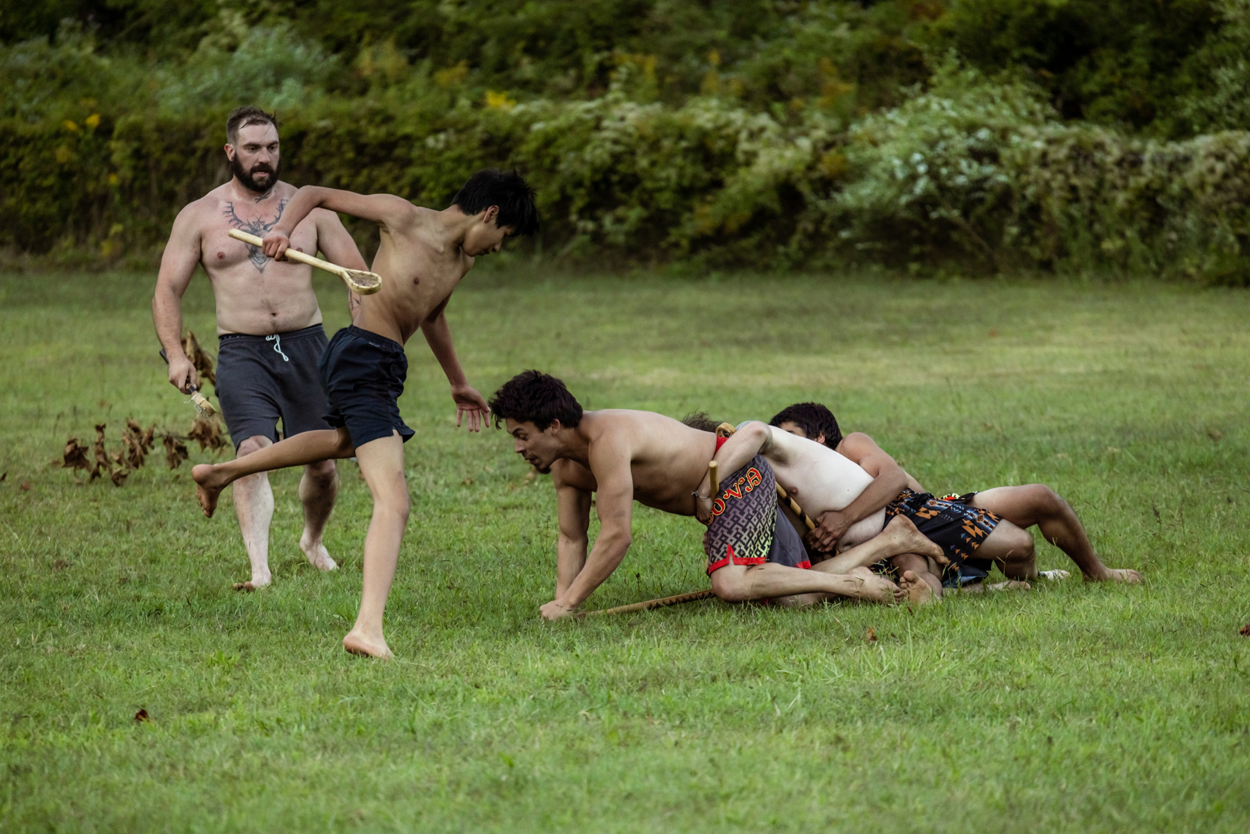 I-yu-s-da-gwo (We’ll take on anyone). Stickball is a way of life, a dedication to defend your community, it is bloodshed for brotherhood. -Players Brandon, Elias, Joe, Trent, Kenny