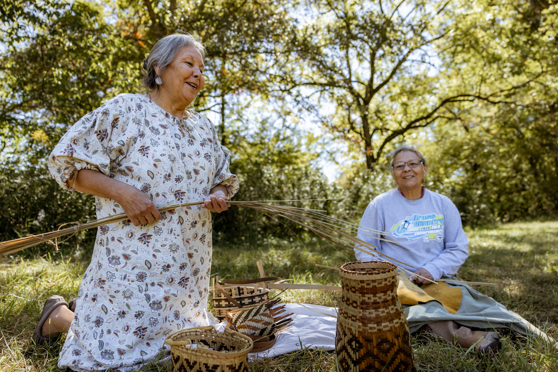 S-ga-du-gi (Community) is nv-wo-t(i) (medicine), basketmakers (Mary and Betty)  invest time, energy, and love into their craft. It’s a relationship with the land, the plant, and the people. Community and friendship lessen the burdens of making a basket.