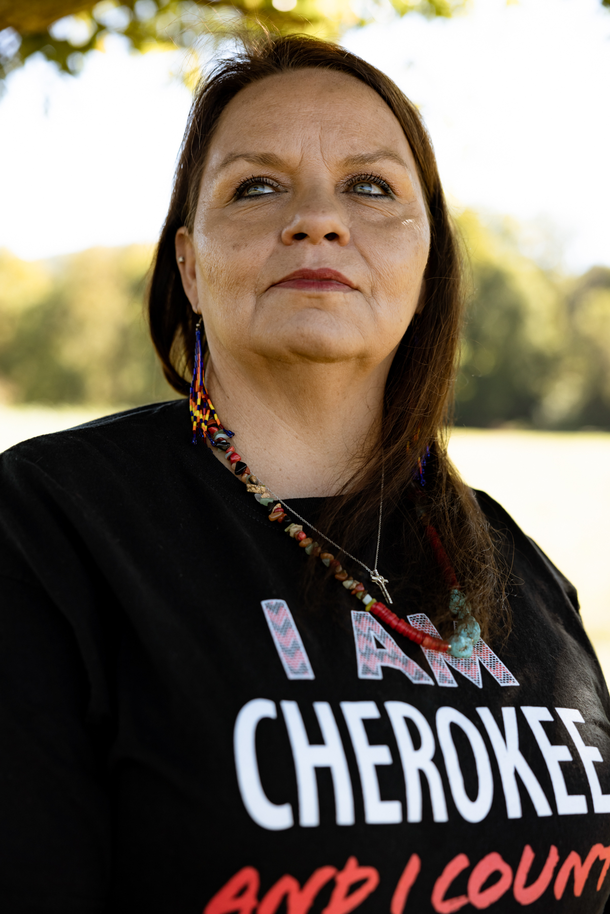 A-li-s-de-li-s-gi (Protector) To say “I love you” in Cherokee is to actually say I put myself between you and harm. Cherokee women protect their children, their family, and their community. Anita is a protector of her people and her land, constantly involved in projects to give a voice to Indigenous people and places. She speaks for them when threatened. 