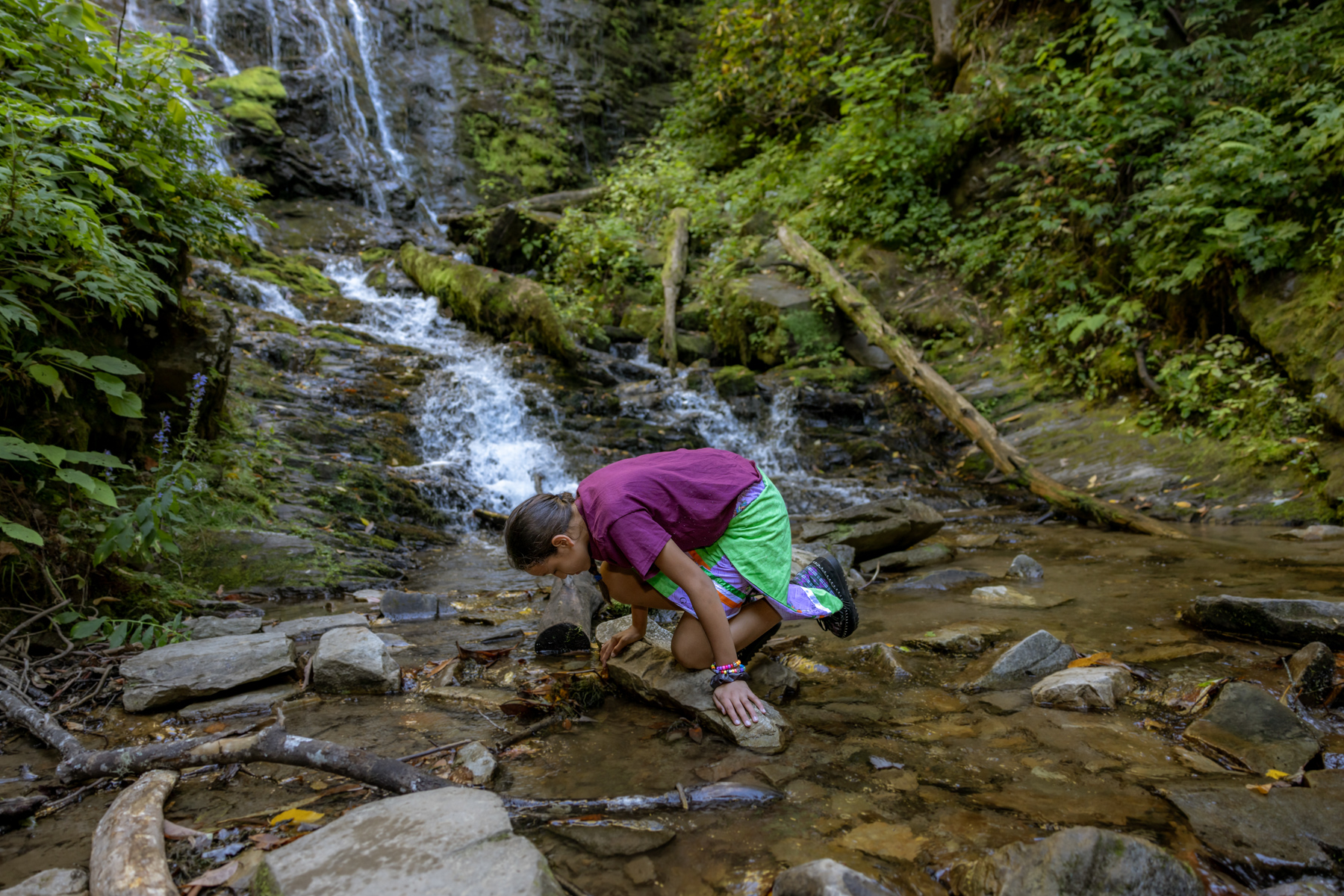 Nu-s-dv-dv-do-da-ka-ni-s-gv (Reflection) Water is Life! It is a source of strength and medicine, to cleanse and help us recenter, to help us be du-yu-k(a)-dv-i (on the right path). Children are taught Cherokee teachings not in classrooms but in relations with others and the land. Water Protector, Janée has led peaceful protests and rallies in multiple states to advocate for the water’s rights since she was 4.