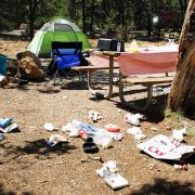 Trash at campsite