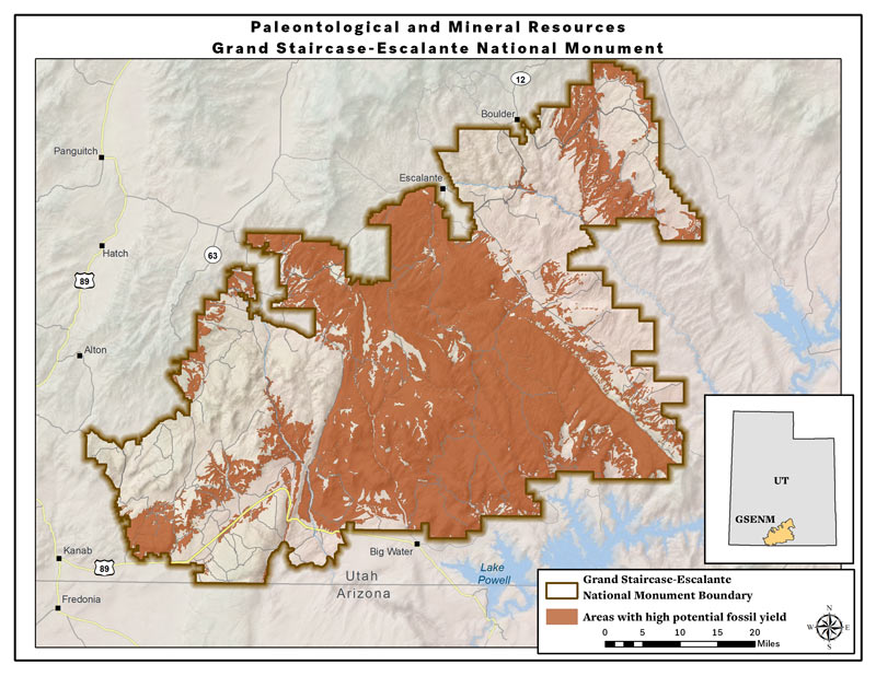 Map: High potential fossil yield areas -- original Grand Staircase-Escalante National Monument (PDF)