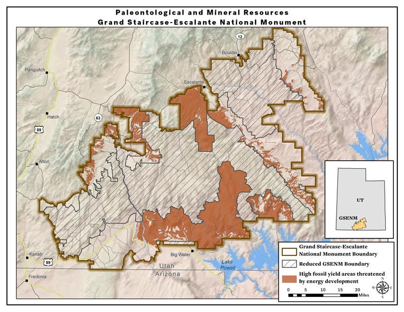 Map: High potential fossil yield areas threatened by energy development -- Grand Staircase-Escalante National Monument (PDF)