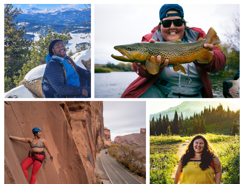 collage of four images of people outdoors