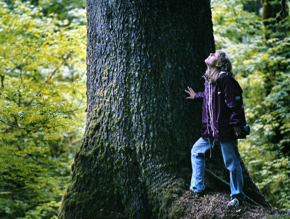 Woman in Hoh Rain Forest in Olympic National Park, Washington