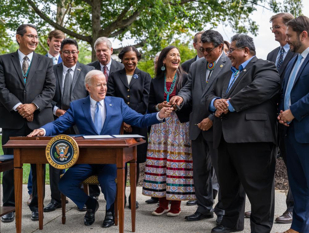 Surrounded by Tribal leaders, Biden signs proclamations to restore protections for Bears Ears, Grand Staircase-Escalante National Monuments and Northeast Canyons and Seamounts Marine National Monument