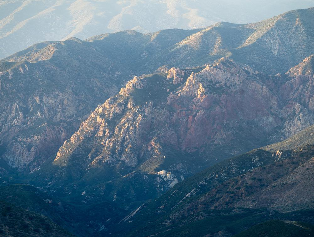 Towering hills in a recommended wilderness area in the Angeles National Forest, California.