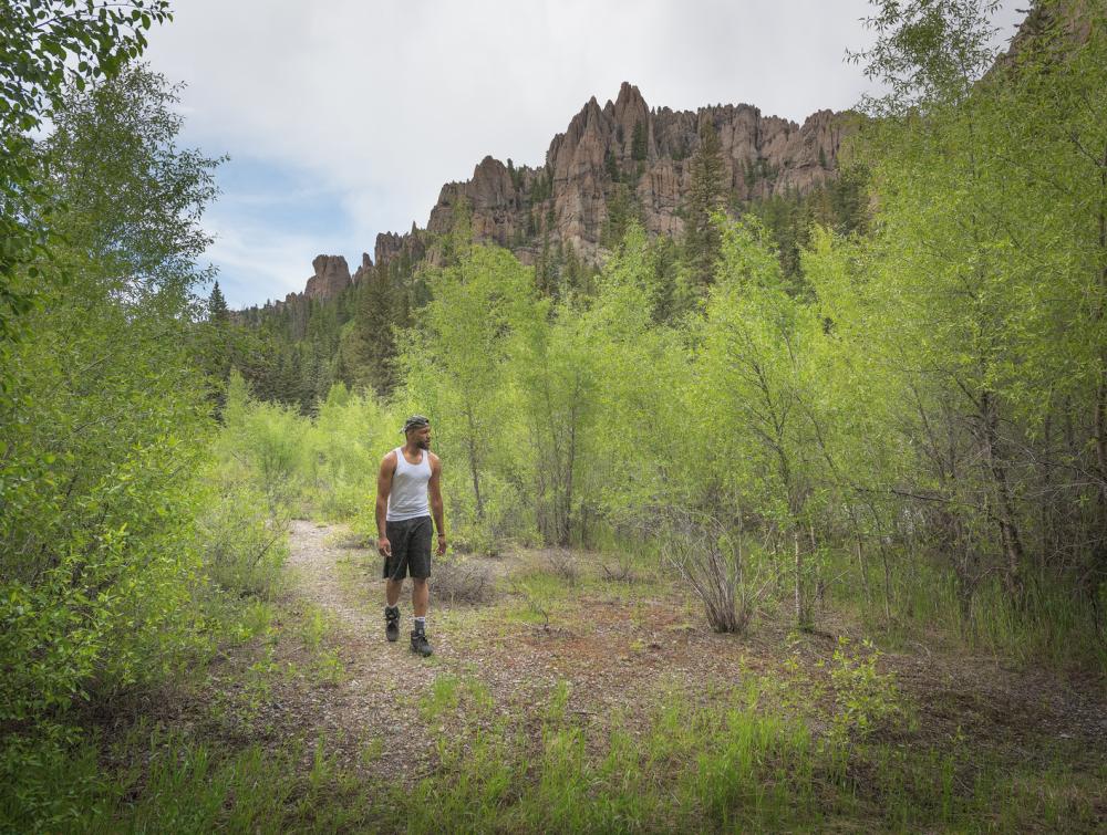 Youth walking in nature