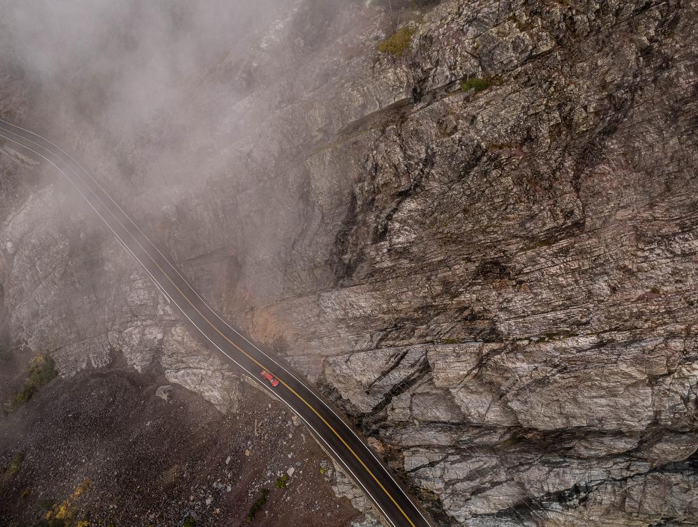 A road runs through the San Juan National Forest.