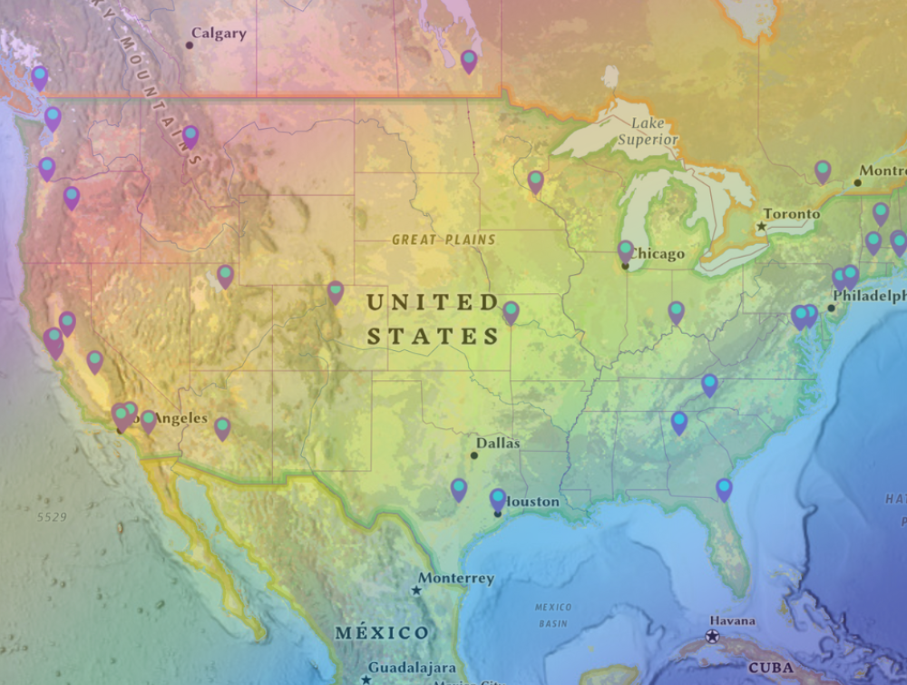 MAP OF USA WITH PRIDE FLAG