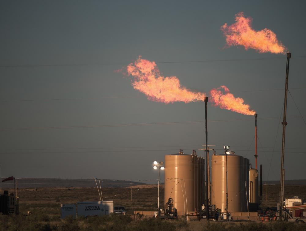 Methane flare in Carlsbad, New Mexico