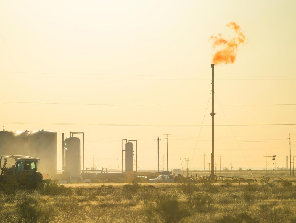 Gas flaring in Carlsbad, New Mexico.