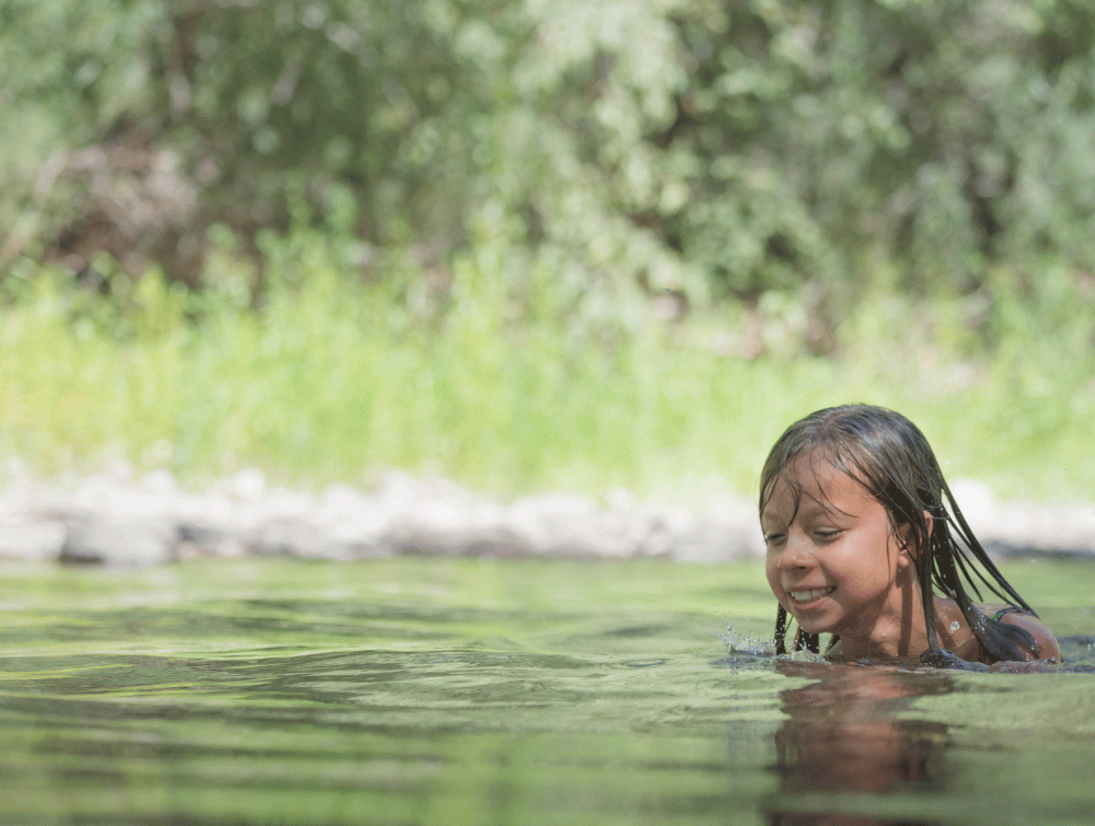Girl swimming in the Mogollon Box unit of the Gila Proposed Wilderness and Wild & Scenic Rivers.