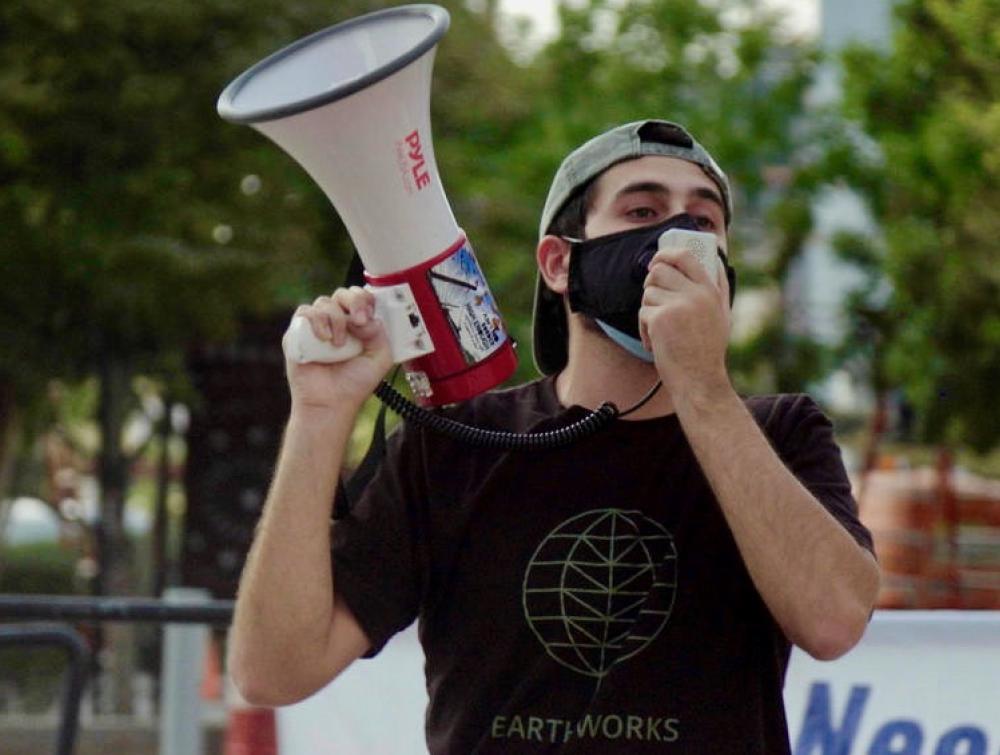 person with a megaphone 