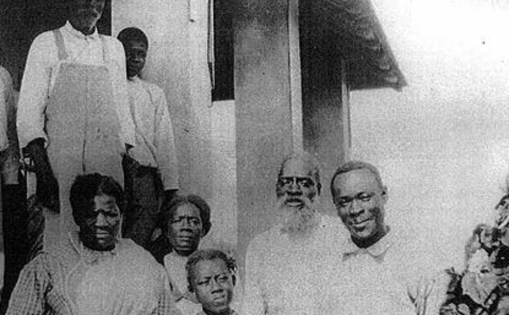 Jones family poses for a photograph on their porch in Porgy Key.