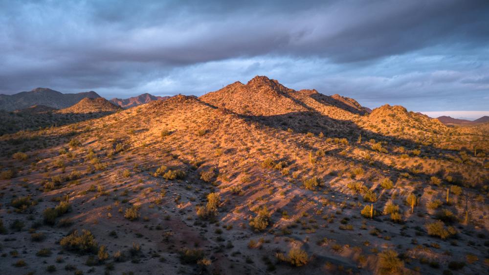 Desert hills at sunrise.