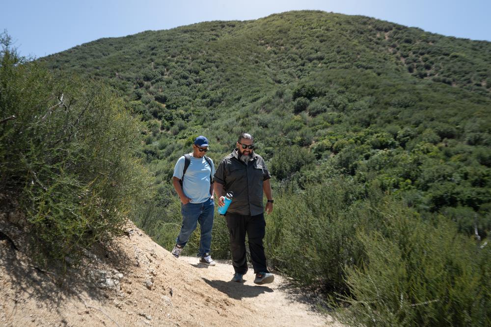 Two hikers in the Angeles National Forest.