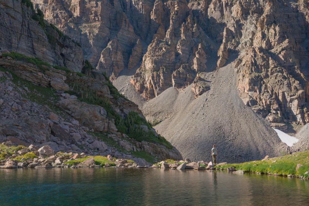 Hiker in Indian Peaks Wilderness, Colorado.