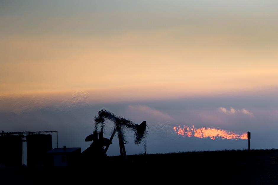 Methane flare on Pawnee National Grassland, Colorado