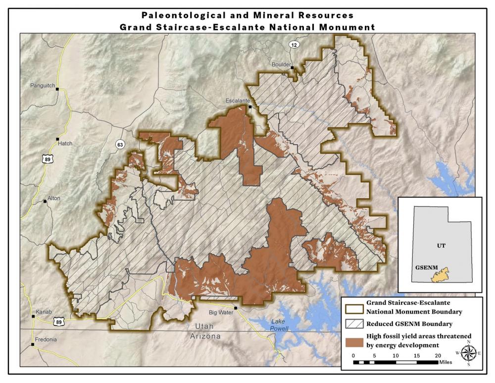 High fossil yield areas threatened by energy development in Grand Staircase-Escalante National Monument, Utah