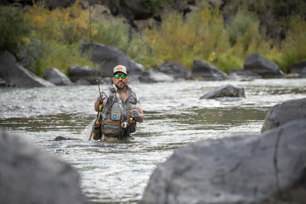 A fly fisherman at Rio Grande del Norte National Monument in New Mexico