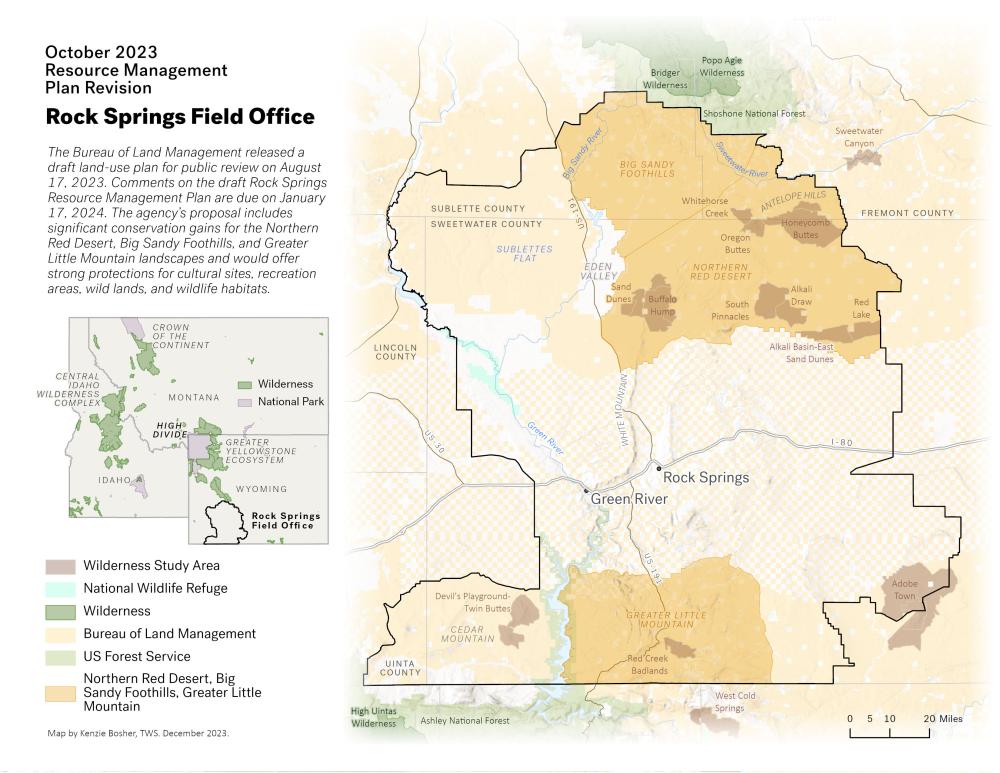 A map of the Bureau of Land Management's Rock Springs Field Office and proposed Resource Management Plan.