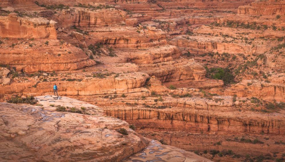 A hiker in Bears Ears National Monument, Utah A hiker in Bears Ears National Monument, Utah