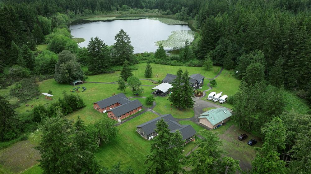 aerial view of campsite