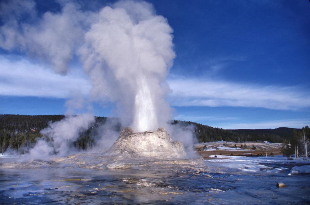 Castle Geyser at Old Faithful basin at Yellowstone