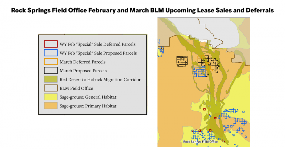 Map showing lease sales overlapping with the Red Desert to Hoback migration corridor