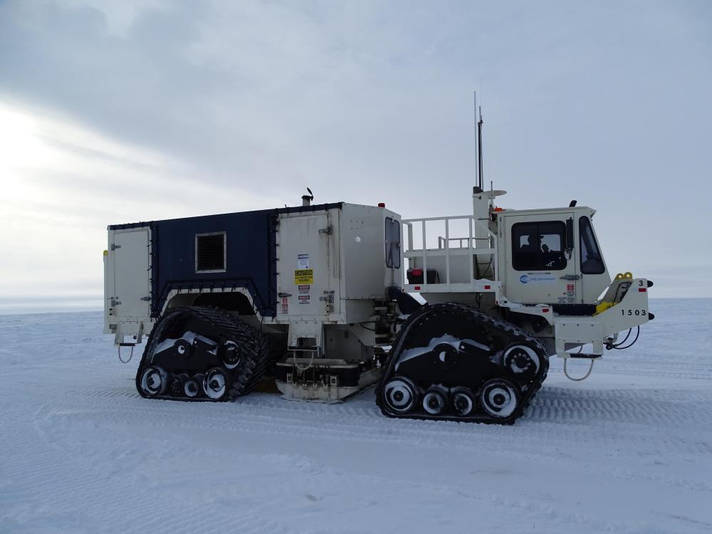 ConocoPhillips Vibroseis Truck (also called a "thumper truck). This truck provides the source of energy for seismic surveys