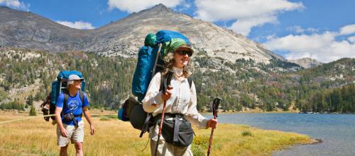 Man and woman backpacking in the Wyoming Range