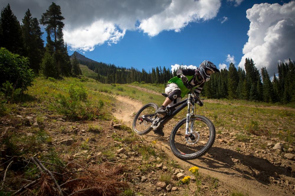 A mountain biker rides down a trail in Crested Butte, Colorado.