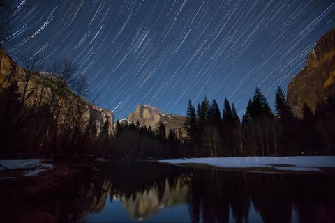 Star trails at Yosemite National Park.