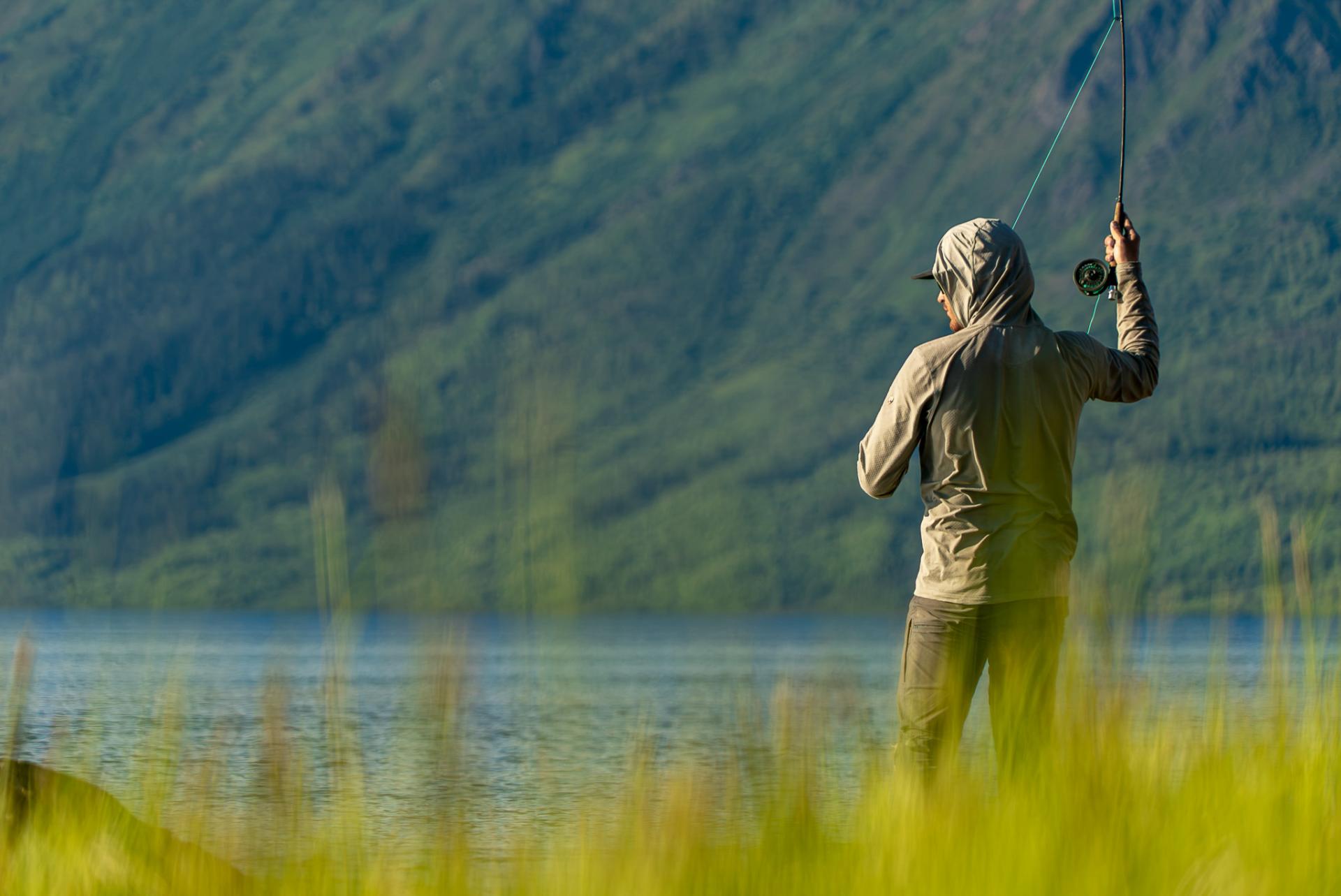 Man fishing in a river
