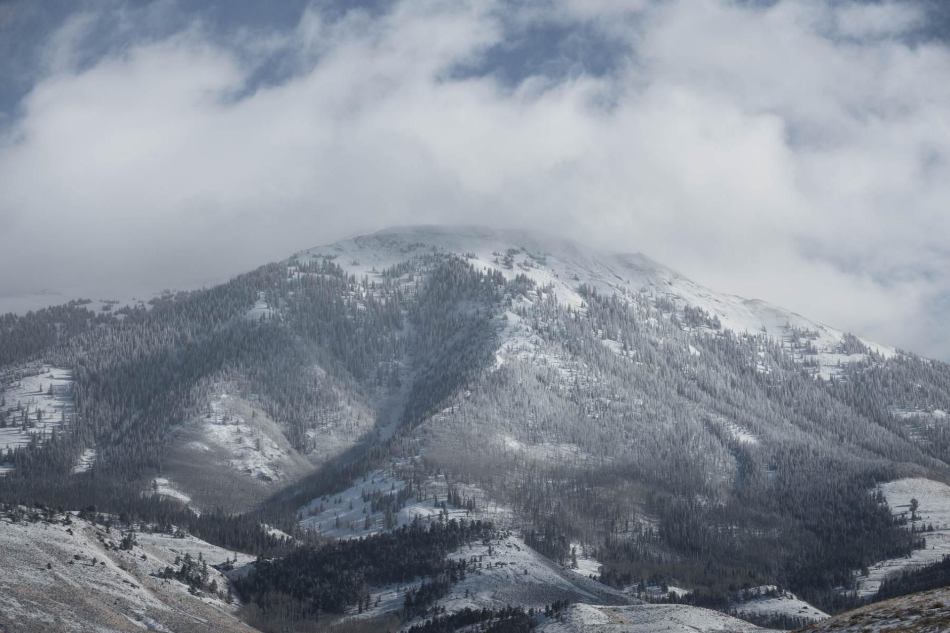 Mountains in winter in White River National Forest, Colorado.