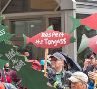"Respect the Tongass" protest sign in Alaska.