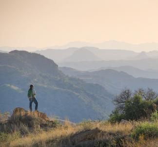 Hiker in Coronado National Forest, Arizona.