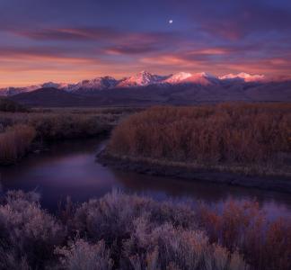 Sunset over a floral valley, California