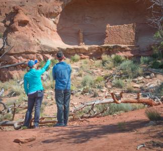 Hikers in Canyons of the Ancients National Monument, Colorado.