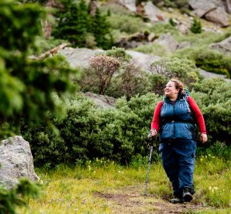 Person hiking in Mount Evans, CO