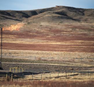 Methane flare in Pawnee National Grassland, Colorado.