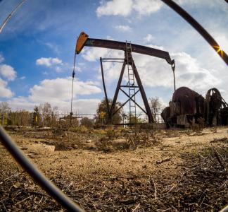 Aging oil pump in Bakersfield Park