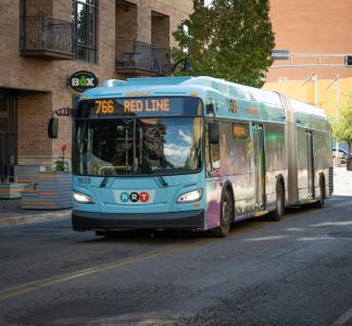 Public bus on road in Albuquerque NM