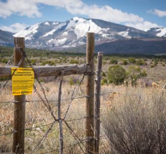 "No trespassing" sign marks private land in Utah