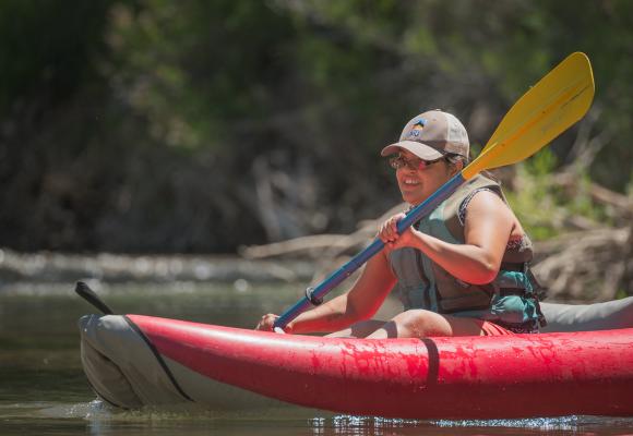 Kayaker in Gila National Forest, New Mexico.