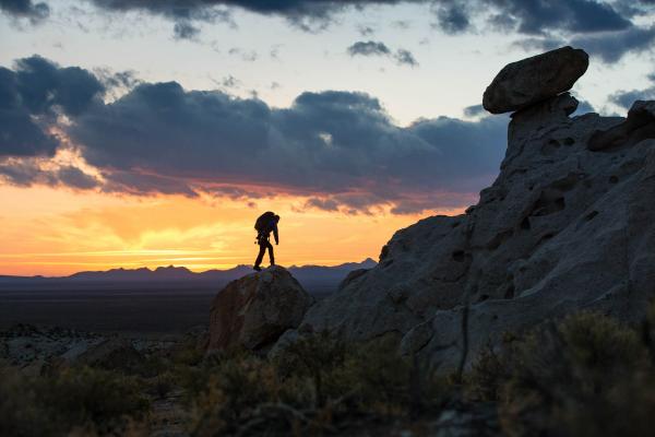 A hiker at Basin and Range National Monument, Nevada