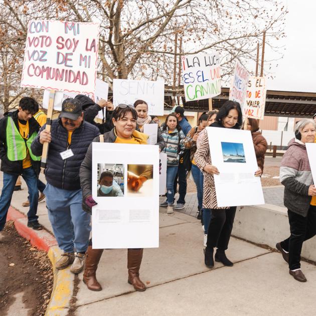 people marching