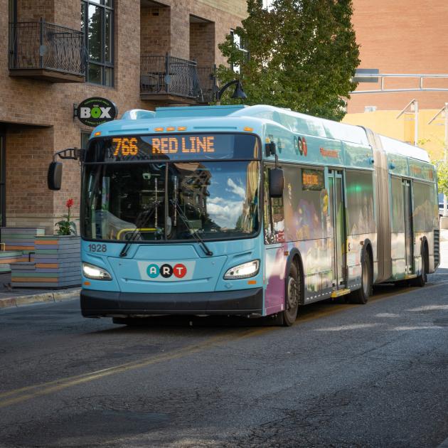 Public bus on road in Albuquerque NM