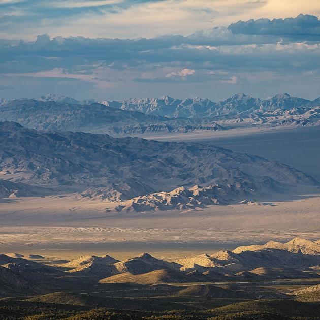 Layers of mountains and valleys in Desert National Wildlife Refuge, Nevada